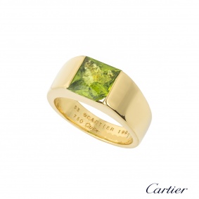 Cartier 18k Yellow Gold Peridot Tank Ring
